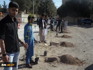 برگزاری مراسم روز درختکاری و کاشت نهال با شعار " هر دانشجو ، یک درخت " توسط دانشجویان و کارکنان آموزشکده فنی و حرفه ای شهید باهنر زاهدان