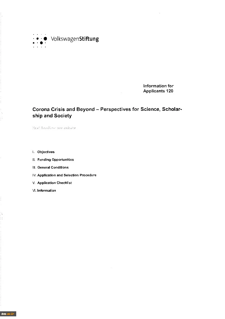 فراخوان بنیاد فولکس واگن آلمان در خصوص آثار و پژوهش علمی مرتبط با بحران کرونا 4