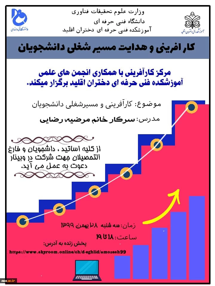 برگزاری وبینار کارآفرینی و هدایت  مسیر شغلی دانشجویان در آموزشکده فنی و حرفه ای اقلید 2