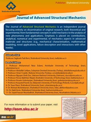 چاپ مقالات در حوزه مکانیک سازه ها و مواد پیشرفته