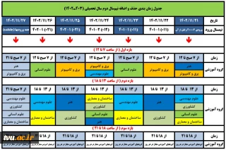 جدول زمانبندی حذف و اضافه نیمسال دوم سال تحصیلی 403ـ1402